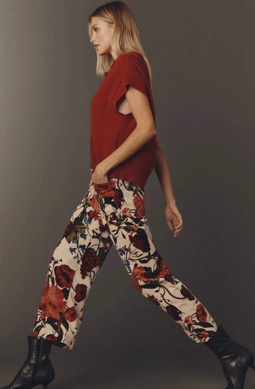 EUC Anthropologie Maeve The Colette Crop Wide-Leg Corduroy Pants | Size 27